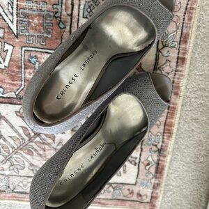 Chinese Laundry Gray Peep-Toe Heels